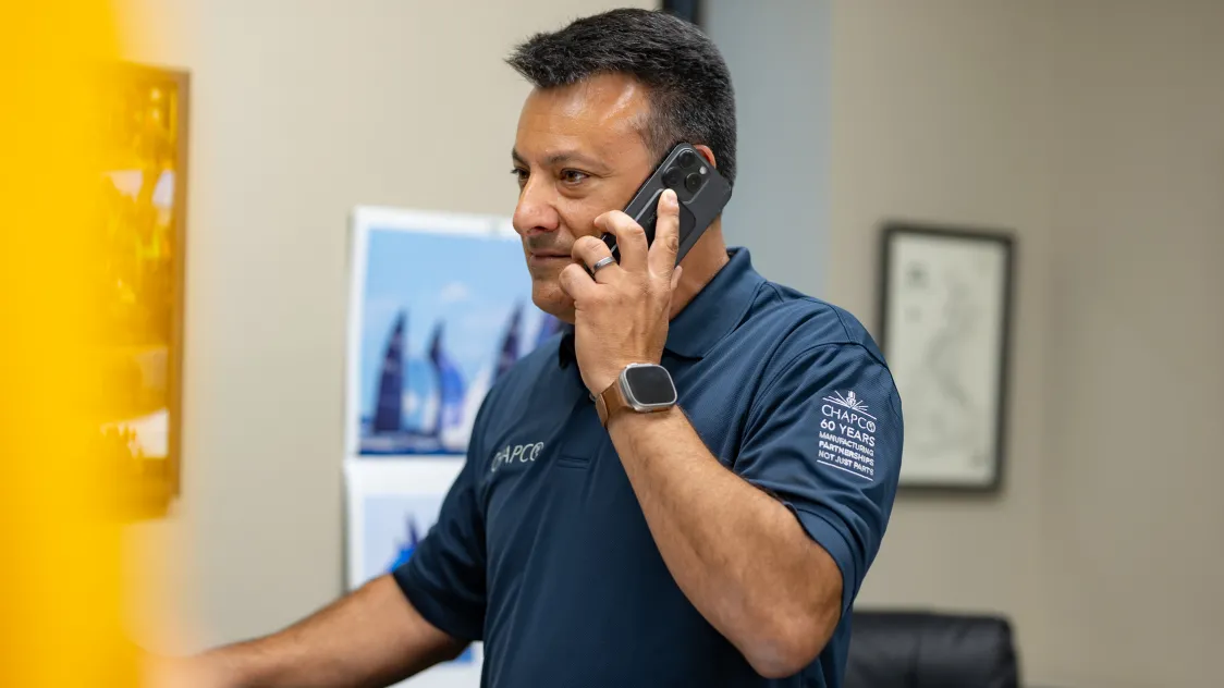 Brian Weinstein of Chapco talking on the phone