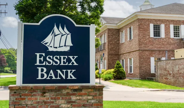 Essex Bank sign at Chester branch location