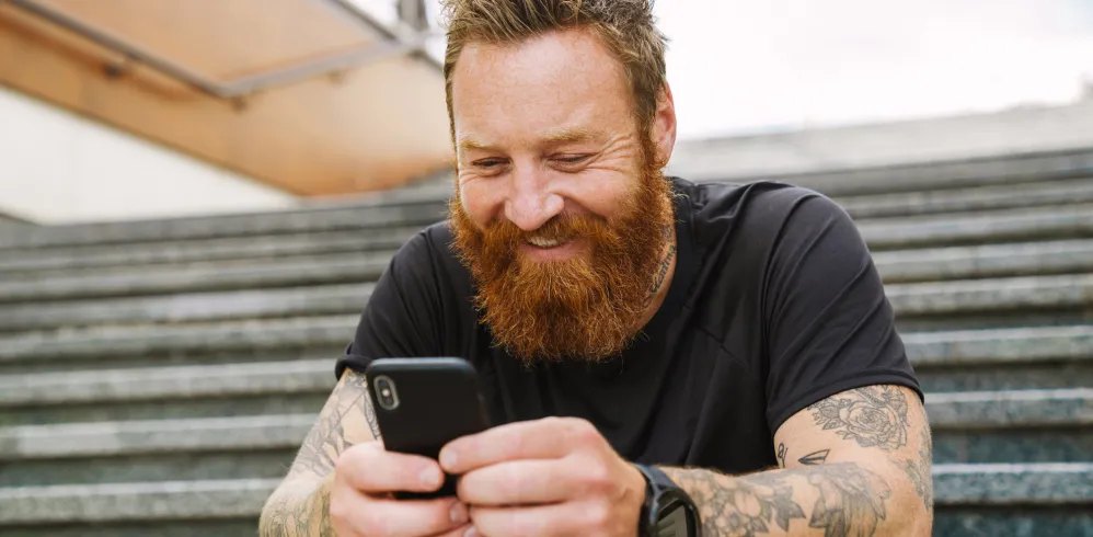 Man using Essex Bank mobile app